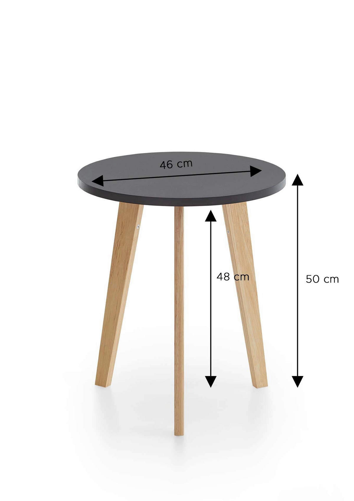 COUCHTISCH rund Schwarz  - Eichefarben/Schwarz, Design, Holz/Holzwerkstoff (50/45,8/50cm) - MID.YOU