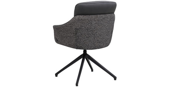 ARMLEHNSTUHL  Sitzfläche 360° drehbar, inklusive Armlehnen, automatische Rückholfunktion Webstoff Echtleder  - Schwarz, Design, Leder/Textil (62/85,5/65cm) - Dieter Knoll