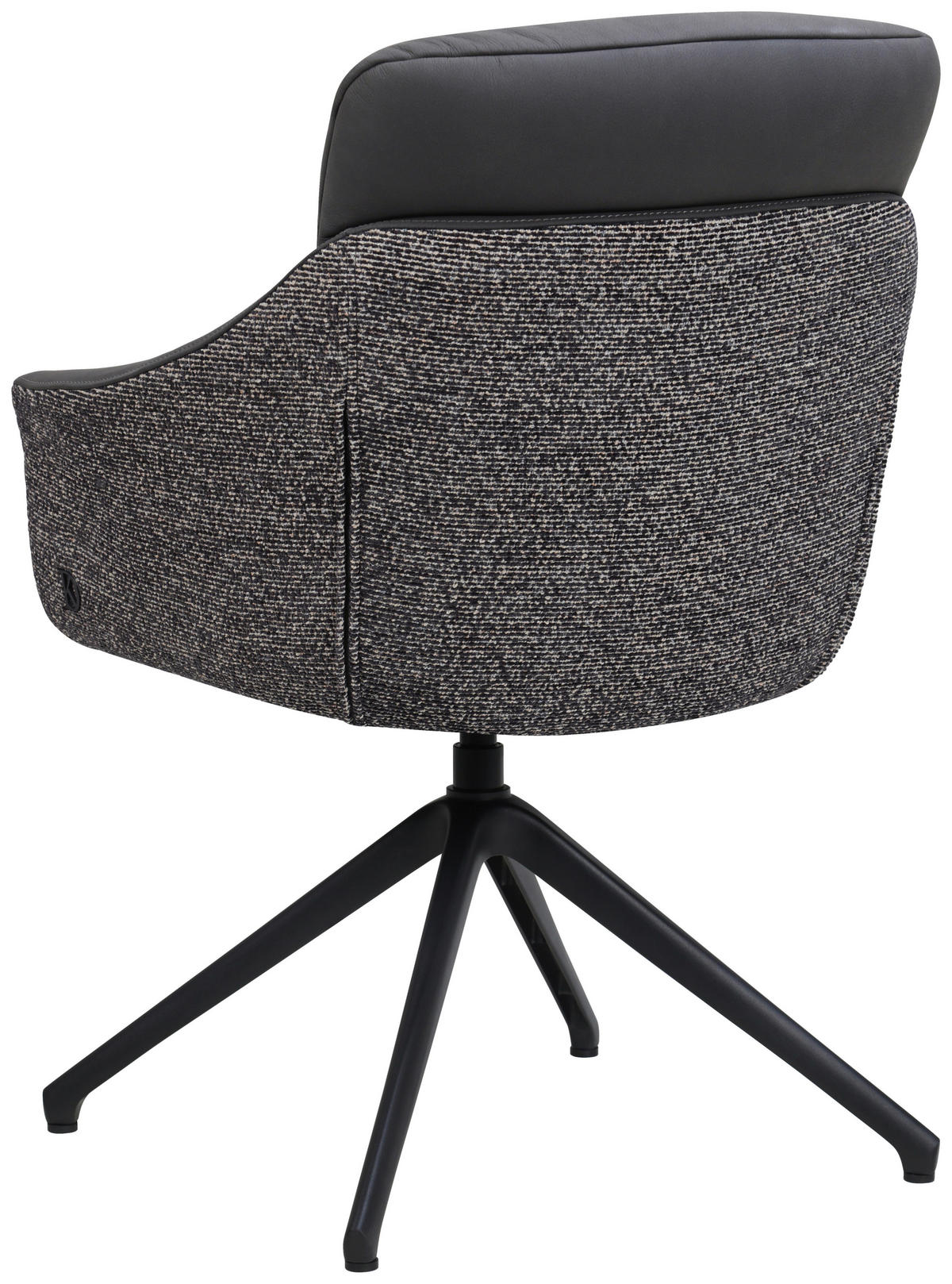 ARMLEHNSTUHL  Sitzfläche 360° drehbar, inklusive Armlehnen, automatische Rückholfunktion Webstoff Echtleder  - Schwarz, Design, Leder/Textil (62/85,5/65cm) - Dieter Knoll