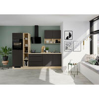 KÜCHENBLOCK 280 cm   Braun  - Eichefarben/Schwarz, Design, Holzwerkstoff/Metall (280cm) - Impuls