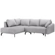 ECKSOFA in Samt Hellgrau  - Hellgrau/Schwarz, LIFESTYLE, Textil/Metall (191/250cm) - Carryhome