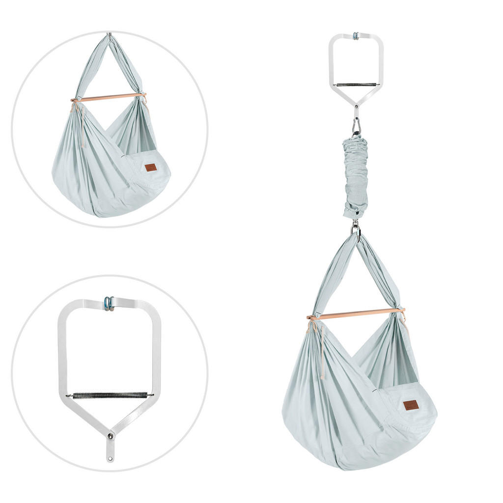 Thumbnail - Schmusewolke Federwiege Organic Airgrey, Hellgrau, Metall, Textil, 30x166x137 cm, Babymöbel, Babybetten, Stubenwagen & B...
