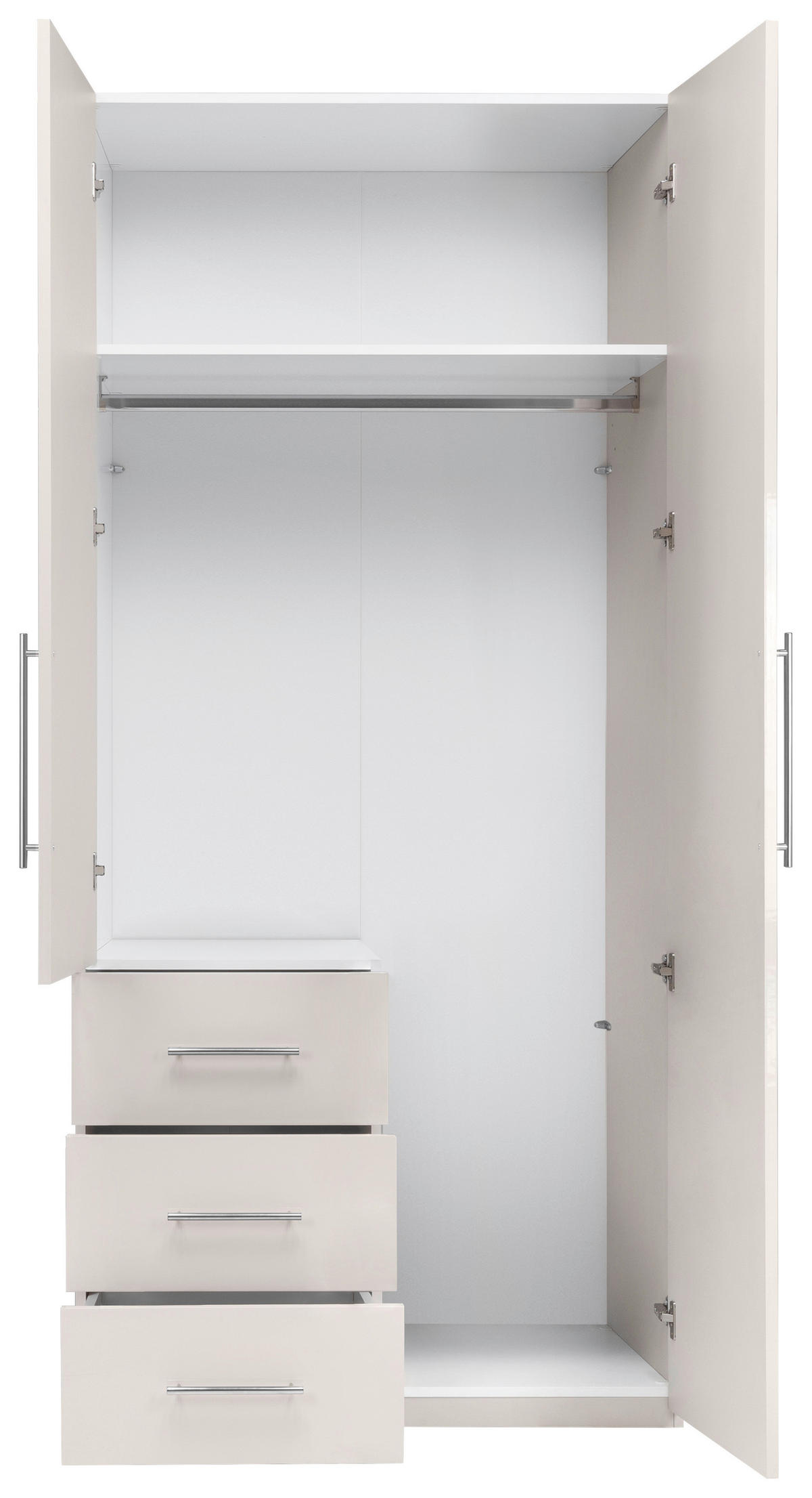 KLEIDERSCHRANK 98/219/59 cm,  in Kaschmir, 2-türig  - Kaschmir/Alufarben, KONVENTIONELL, Holzwerkstoff/Metall (98/219/59cm) - Carryhome