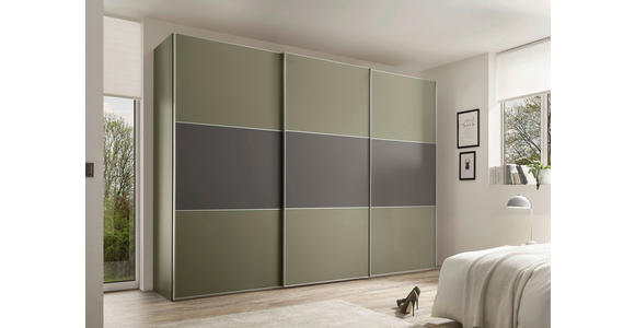 SCHWEBETÜRENSCHRANK  in Anthrazit, Salbeigrün  - Salbeigrün/Anthrazit, Holzwerkstoff/Metall (298/222/68cm) - Moderano