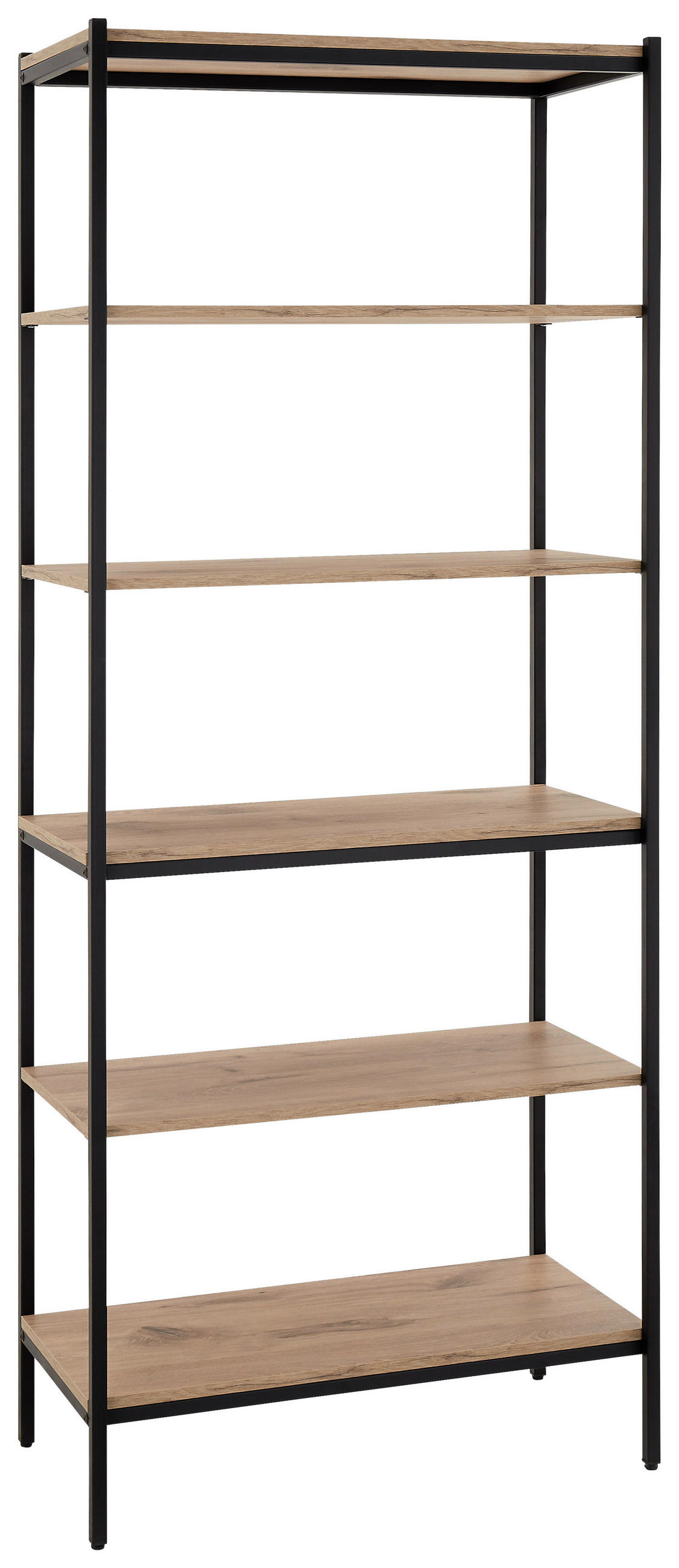 STANDREGAL Schwarz, Eichefarben  - Eichefarben/Schwarz, Basics, Holzwerkstoff/Metall (80/195/40cm) - MID.YOU