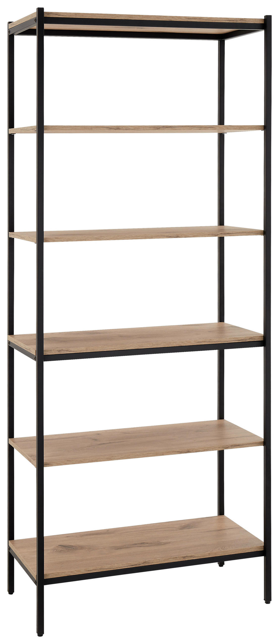 STANDREGAL Schwarz, Eichefarben  - Eichefarben/Schwarz, Basics, Holzwerkstoff/Metall (80/195/40cm) - MID.YOU