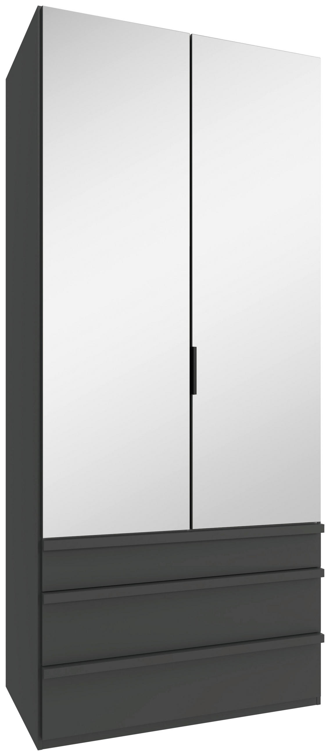 FALTTÜRENSCHRANK 2-türig Graphitfarben  - Schwarz/Graphitfarben, Design, Glas/Holzwerkstoff (100/236/58cm) - Boxxx