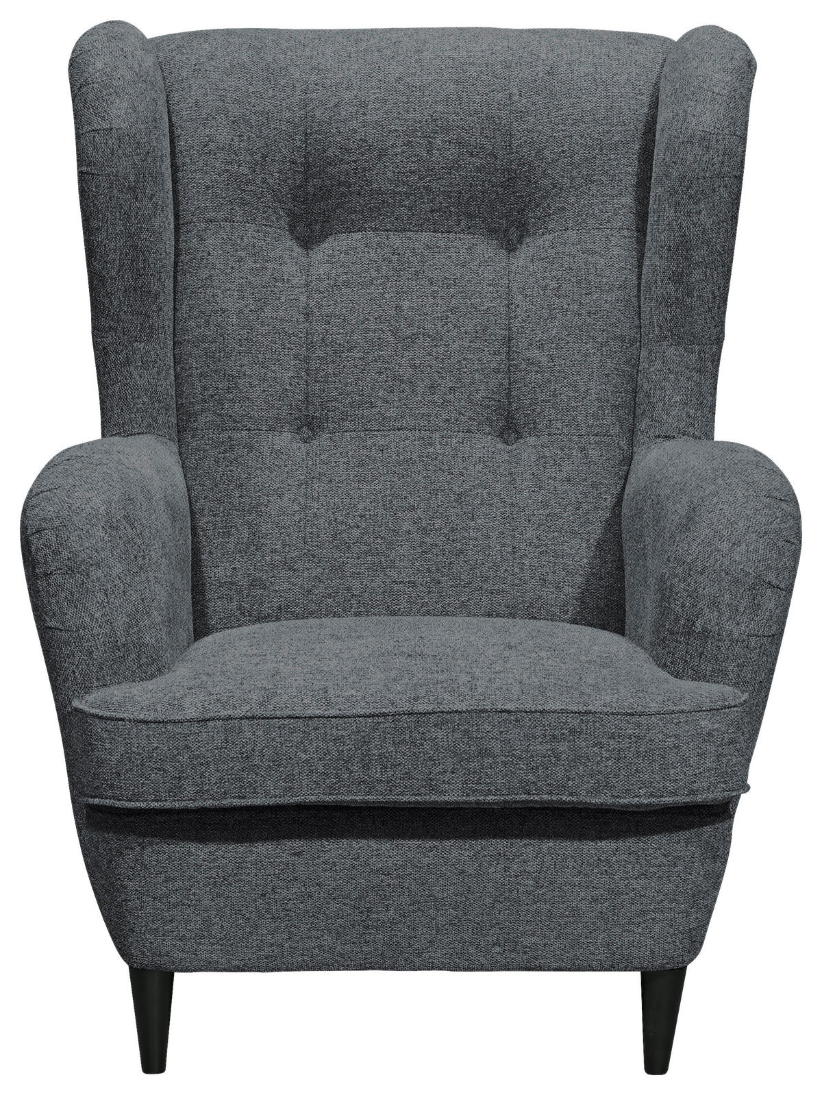 OHRENSESSEL in Webstoff Anthrazit, Schwarz  - Anthrazit/Schwarz, Basics, Holz/Textil (78/102/98cm) - Carryhome