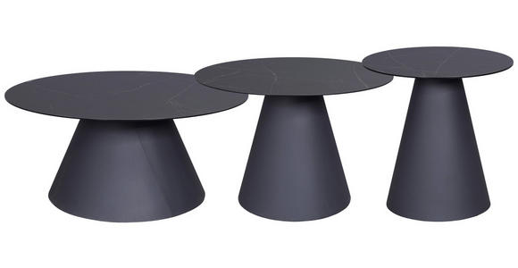 BEISTELLTISCH in Metall, Glas, Keramik 50/50/50 cm  - Anthrazit/Schwarz, Design, Glas/Keramik (50/50/50cm) - Dieter Knoll