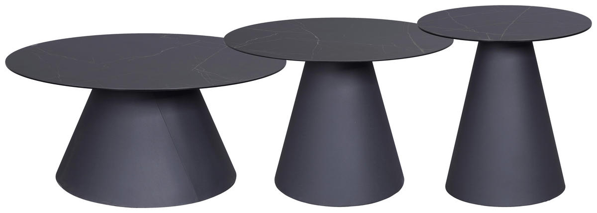 BEISTELLTISCH in Metall, Glas, Keramik 50/50/50 cm  - Anthrazit/Schwarz, Design, Glas/Keramik (50/50/50cm) - Dieter Knoll