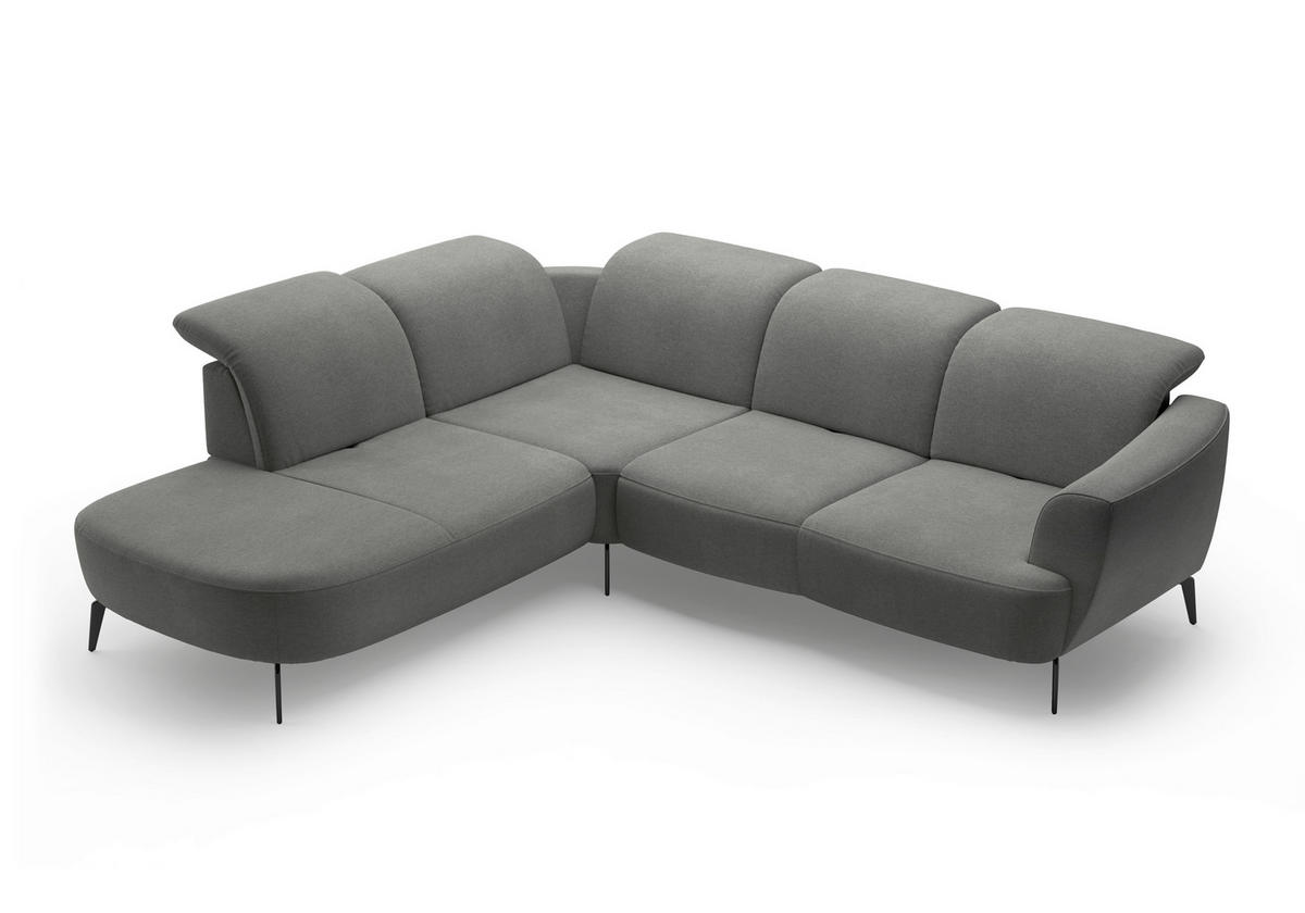 ECKSOFA in Mikrofaser Schlammfarben  - Schlammfarben/Schwarz, Konventionell, Textil/Metall (267/300cm) - Sit & More