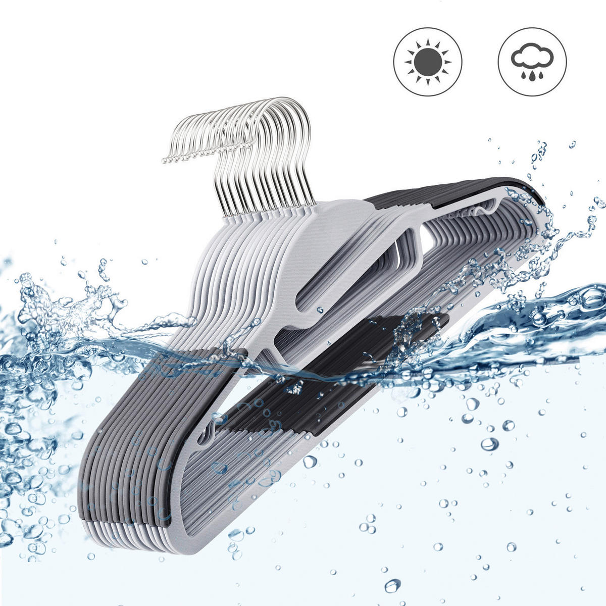 KLEIDERBÜGELSET 41,5 cm Metall, Kunststoff  - Grau, Basics, Kunststoff/Metall (41,5cm)