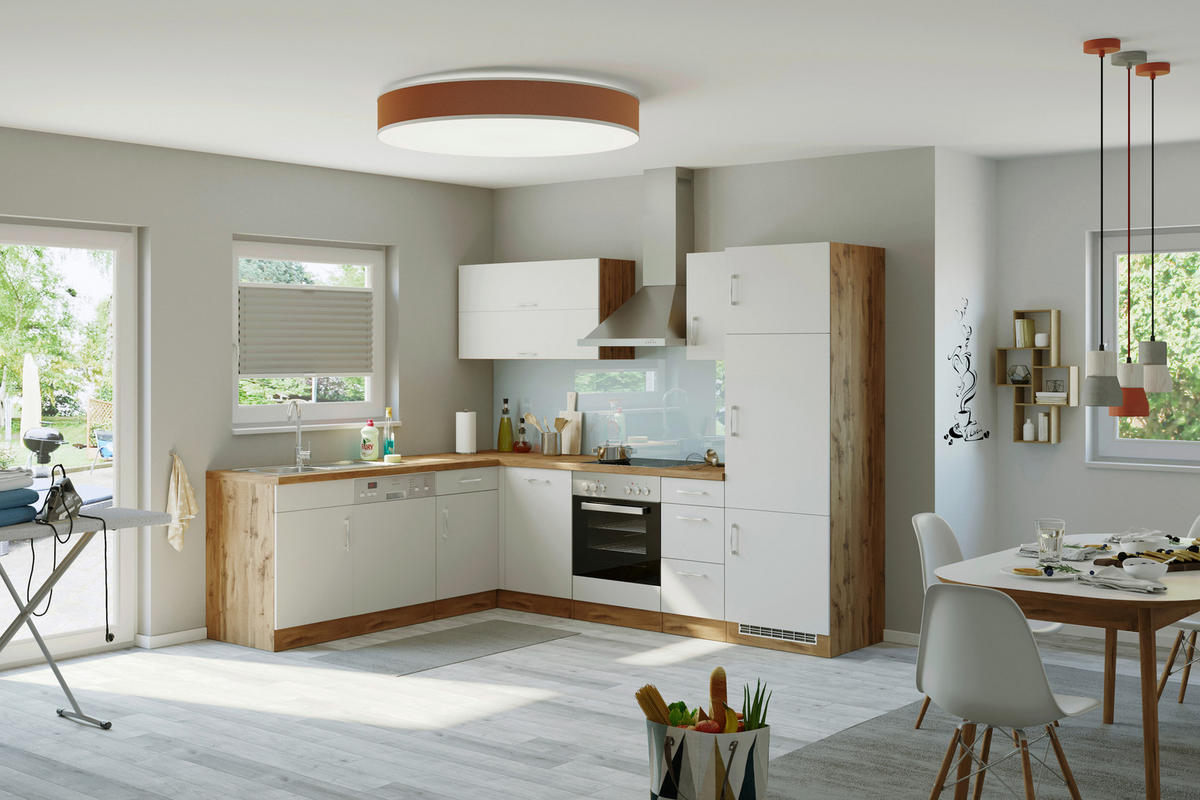 ECKKÜCHE 210/270 cm  in Weiß  - Eichefarben/Weiß, MODERN, Holzwerkstoff (210/270cm) - Held
