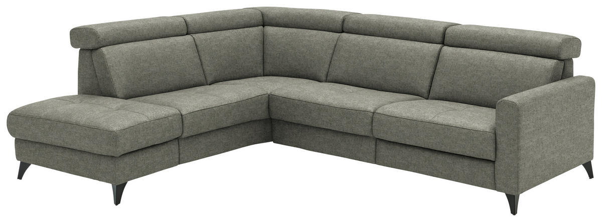 ECKSOFA Beldomo System in Flachgewebe Hellgrau  214/276 cm  - Hellgrau/Schwarz, KONVENTIONELL, Textil/Metall (214/276cm) - Beldomo System