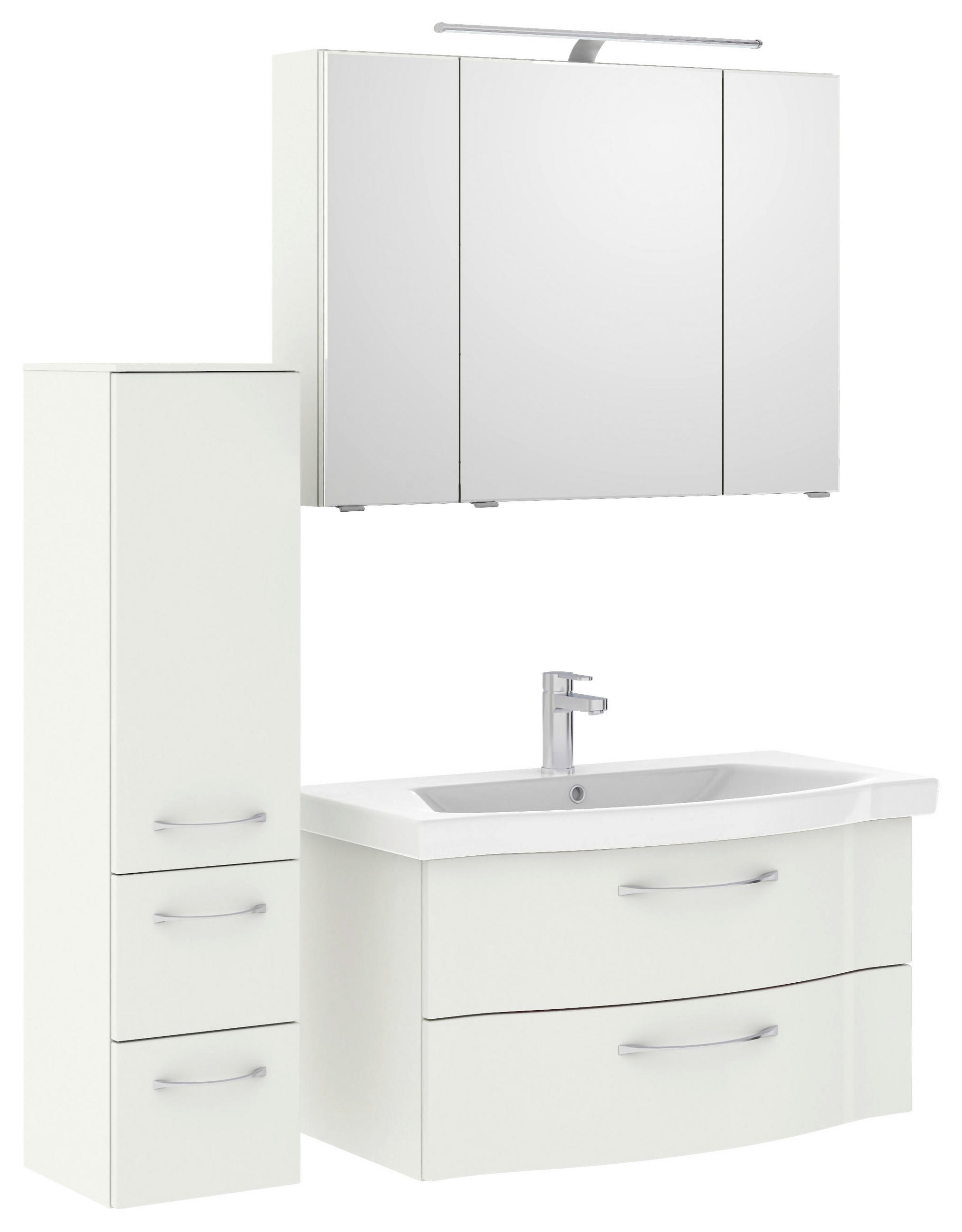 BADEZIMMER 4-teilig  in 128 cm  - Chromfarben/Weiß Hochglanz, KONVENTIONELL, Glas/Keramik (128cm) - Pelipal