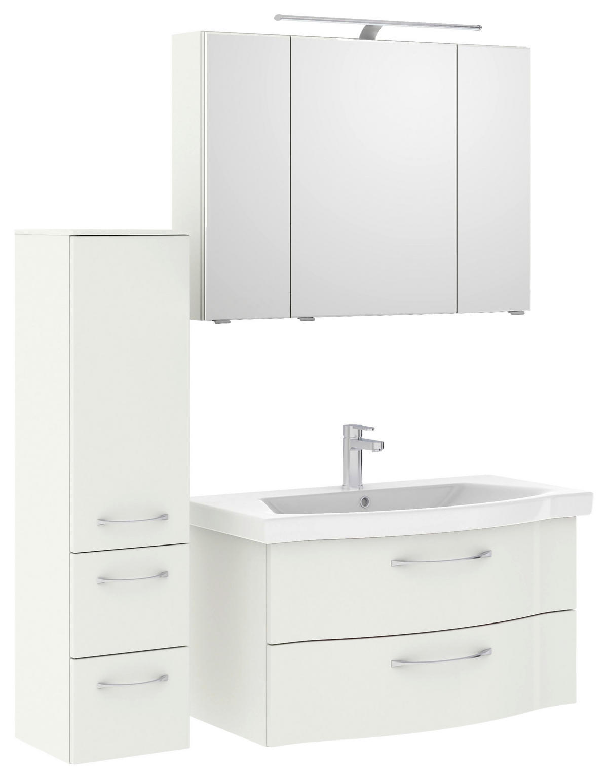 BADEZIMMER 4-teilig  in 128 cm  - Chromfarben/Weiß Hochglanz, KONVENTIONELL, Glas/Keramik (128cm) - Pelipal