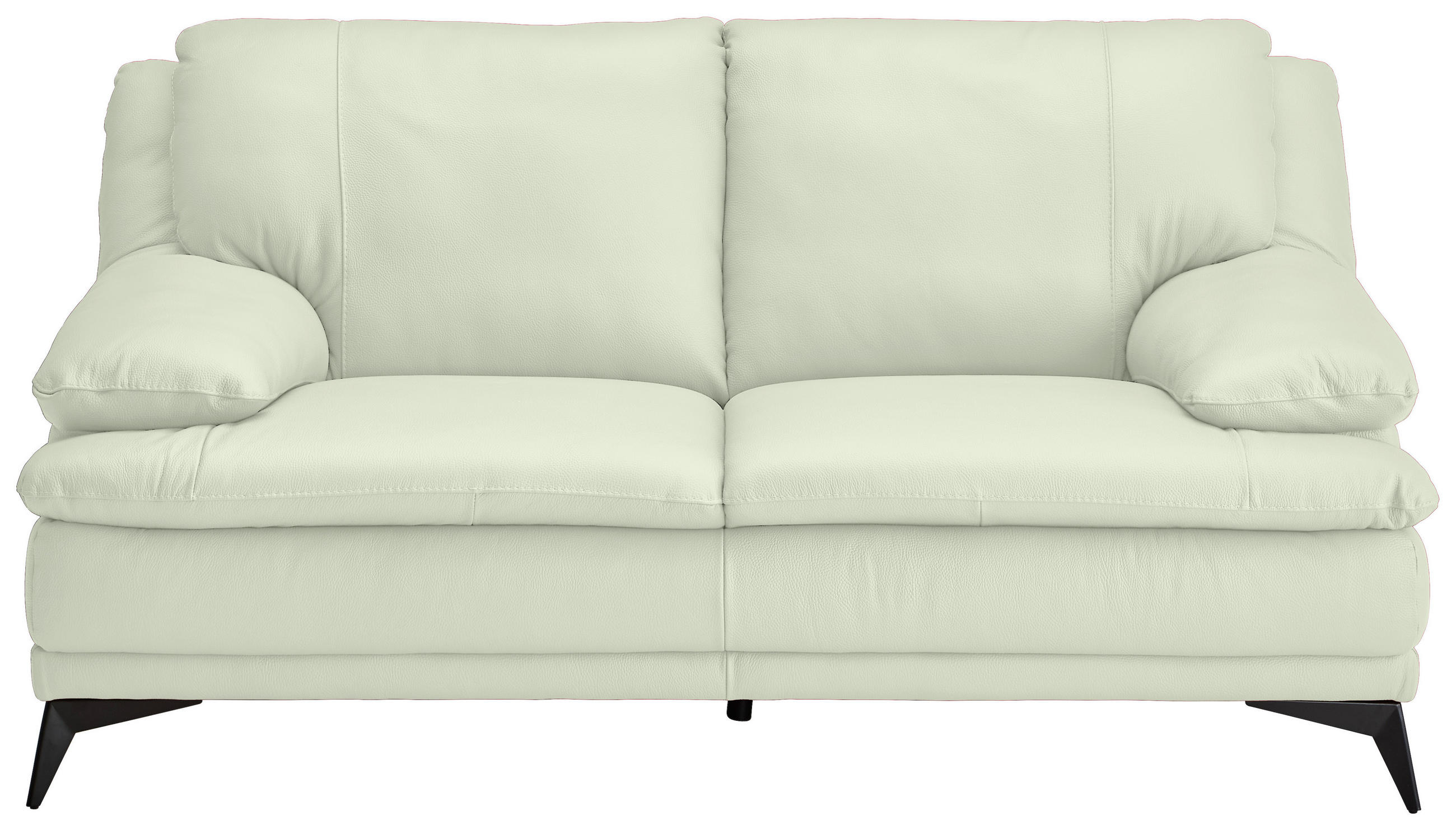 2-SITZER-SOFA Weiß Echtleder  - Schwarz/Weiß, Design, Leder/Metall (178/92/98cm) - Novel