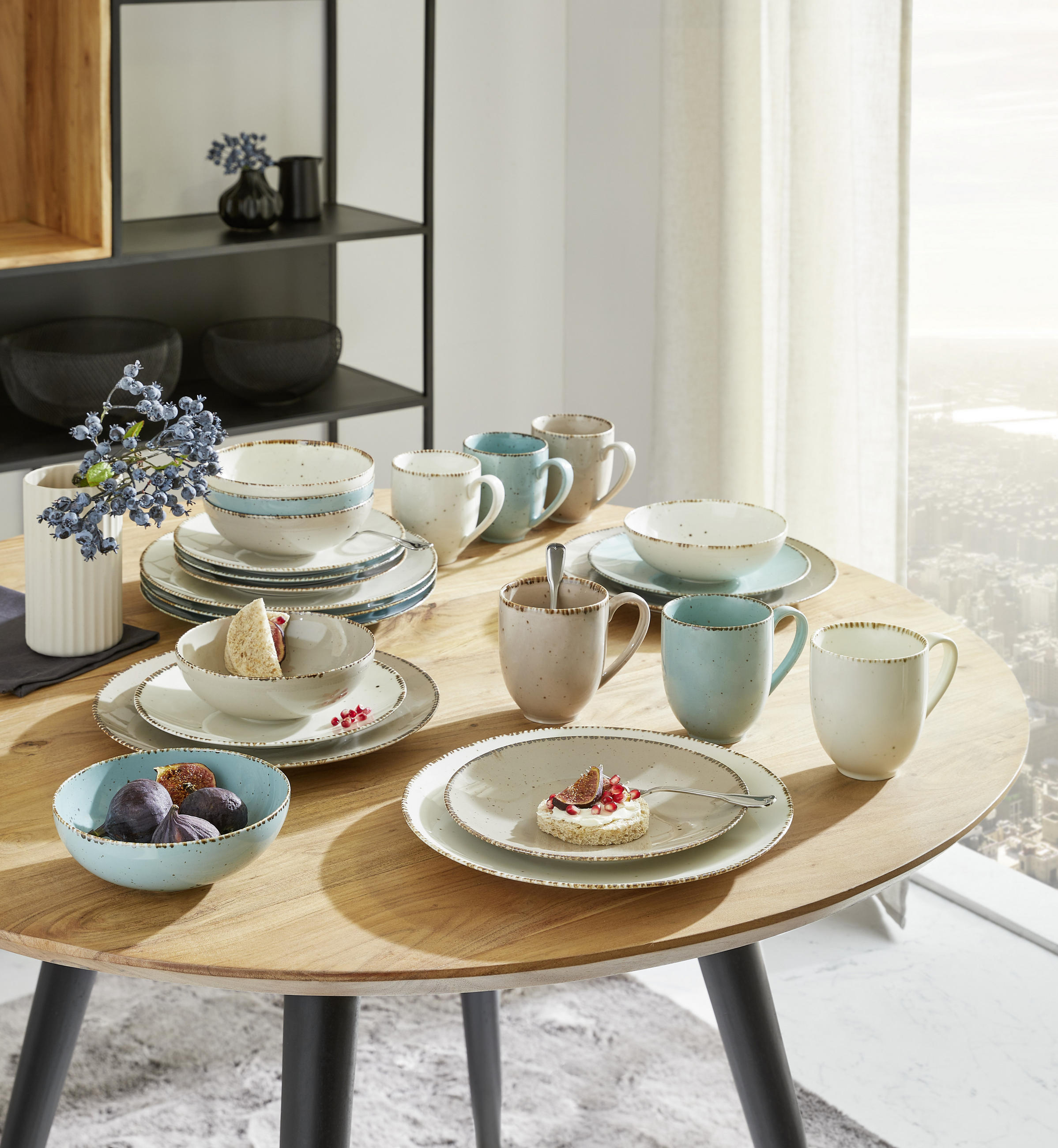KOMBISERVICE 24-teilig Urban Life - Türkis/Taupe, Design, Keramik - Landscape