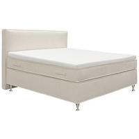 KONTINENTALSÄNG 180/200 cm  i beige  - beige/aluminiumfärg, Klassisk, metall/trä (180/200cm) - Cassando