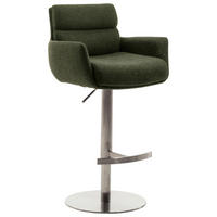 BARHOCKER in Metall, Textil Edelstahlfarben, Olivgrün  - Edelstahlfarben/Olivgrün, Design, Textil/Metall (54/84/52cm) - Dieter Knoll