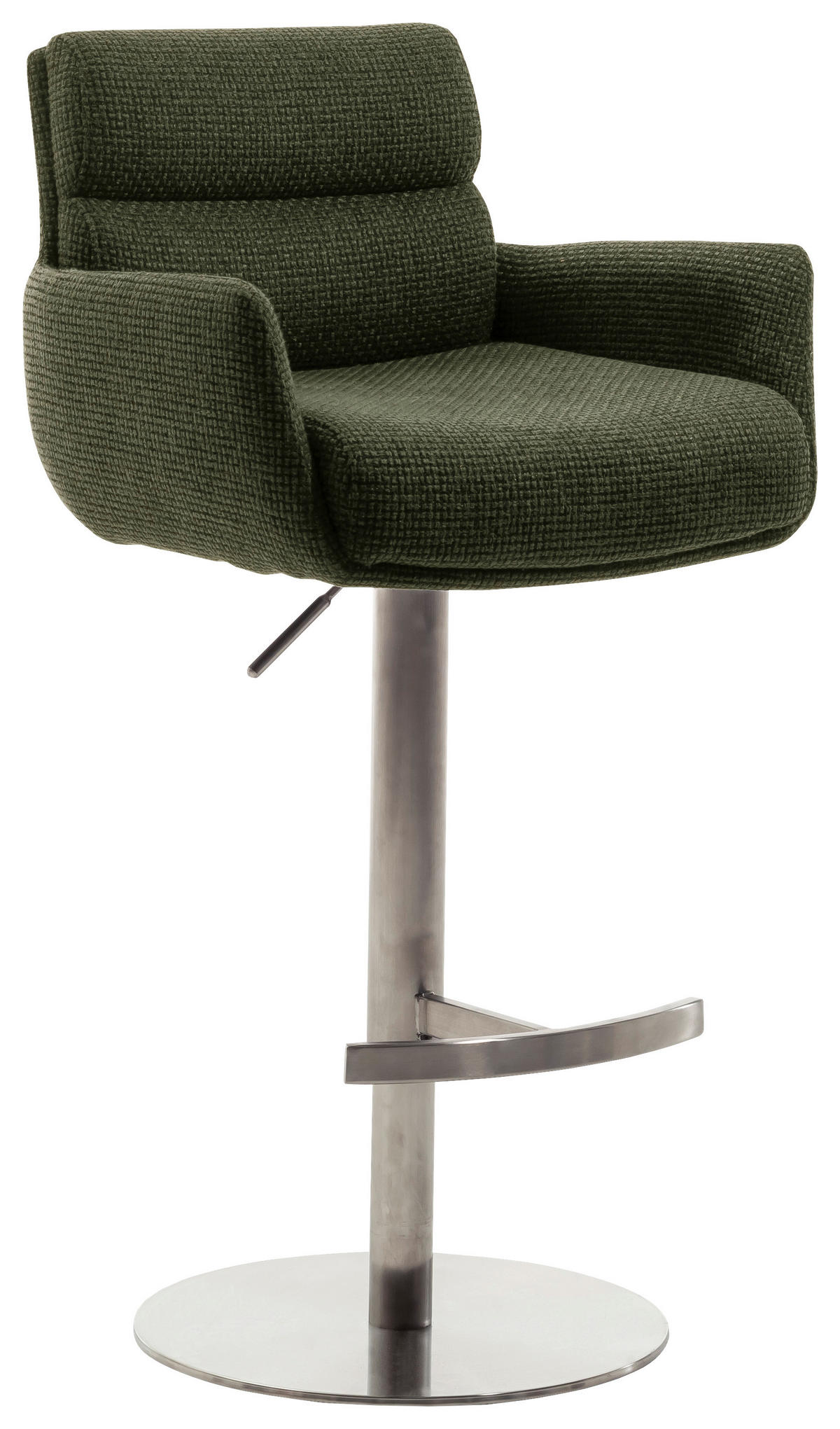 BARHOCKER in Metall, Textil Edelstahlfarben, Olivgrün  - Edelstahlfarben/Olivgrün, Design, Textil/Metall (54/84/52cm) - Dieter Knoll