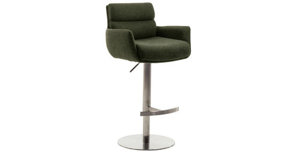BARHOCKER in Metall, Textil Edelstahlfarben, Olivgrün - Edelstahlfarben/Olivgrün, Design, Textil/Metall (54/84/52cm) - Dieter Knoll