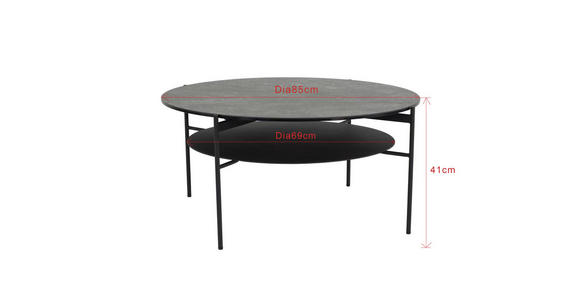 COUCHTISCH ESG 85/85/41 cm rund Schwarz - Schwarz, Design, Glas/Keramik (85/85/41cm) - Novel
