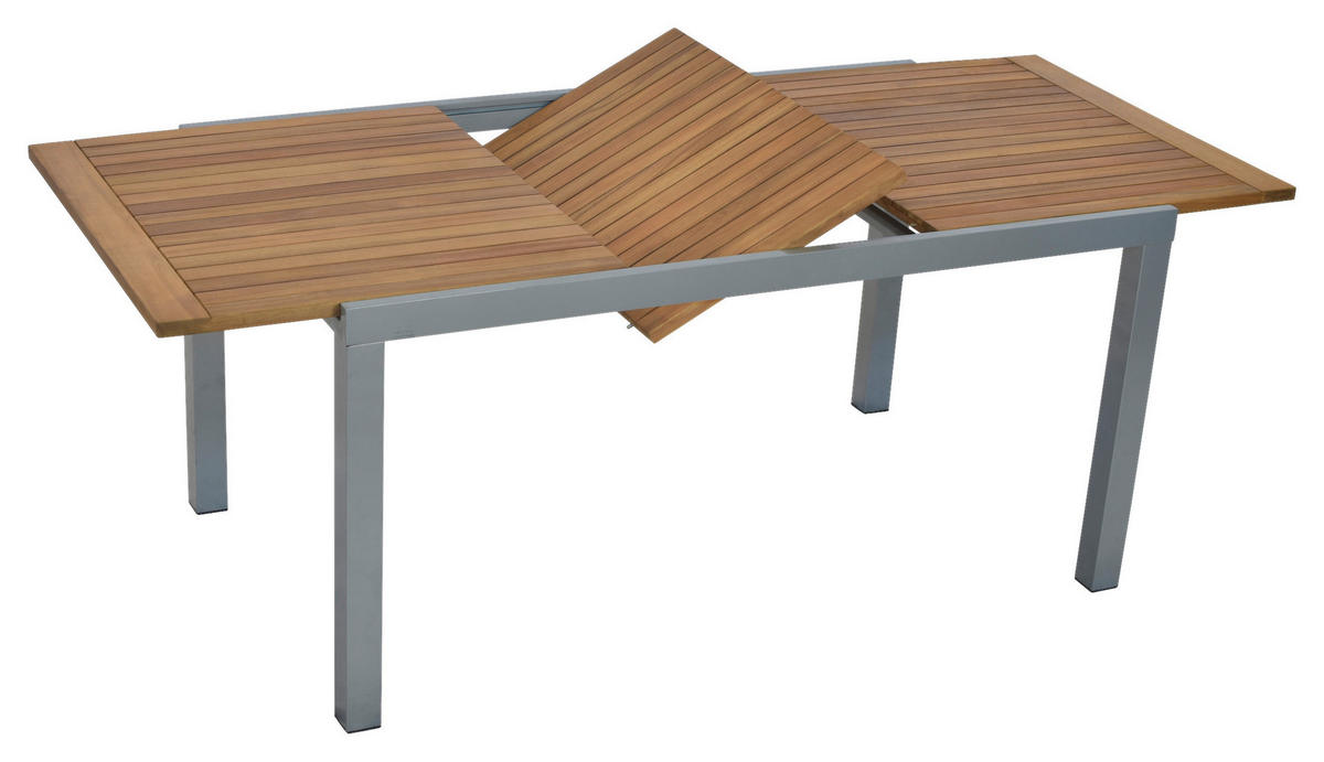 GARTENTISCH 150-200/90/75 cm Metall rechteckig  - Silberfarben/Naturfarben, MODERN, Holz/Metall (150-200/90/75cm) - Gardenson