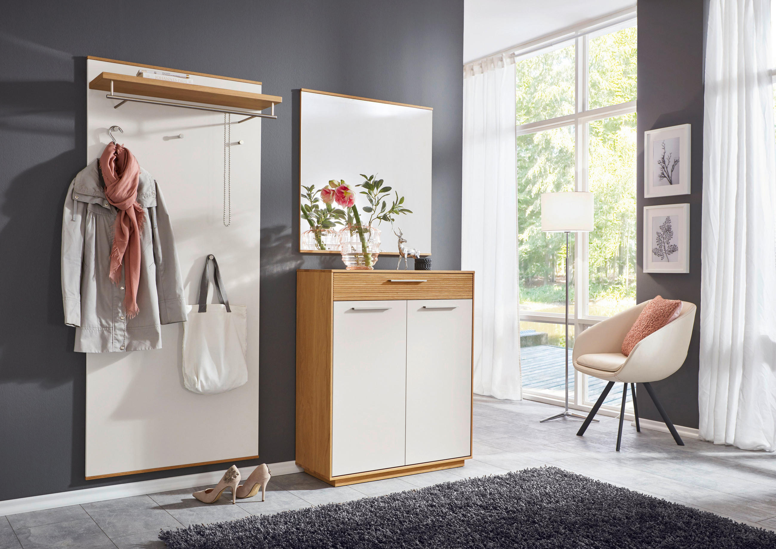 GARDEROBE 3-teilig  in 180/195/37 cm  - Eichefarben/Weiß, Design, Holz/Holzwerkstoff (180/195/37cm) - Novel