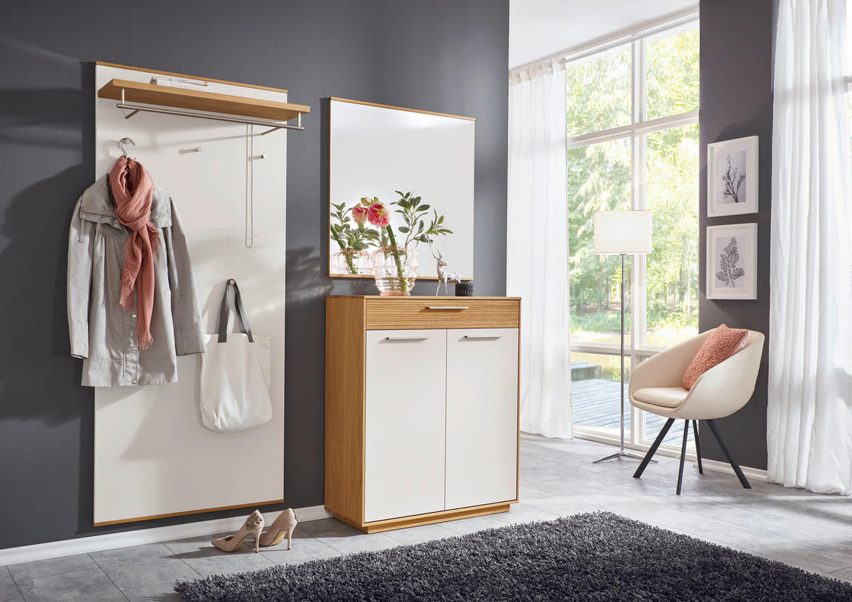 GARDEROBE 3-teilig  in 180/195/37 cm  - Weiss/Eichefarben, Design, Holz/Holzwerkstoff (180/195/37cm)