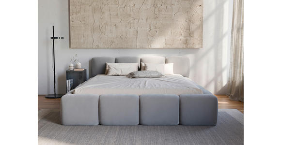 POLSTERBETT Lattenrost, Bettkasten Hellgrau 140/200 cm  - Hellgrau/Schwarz, Design, Holz/Textil (140/200cm) - Carryhome