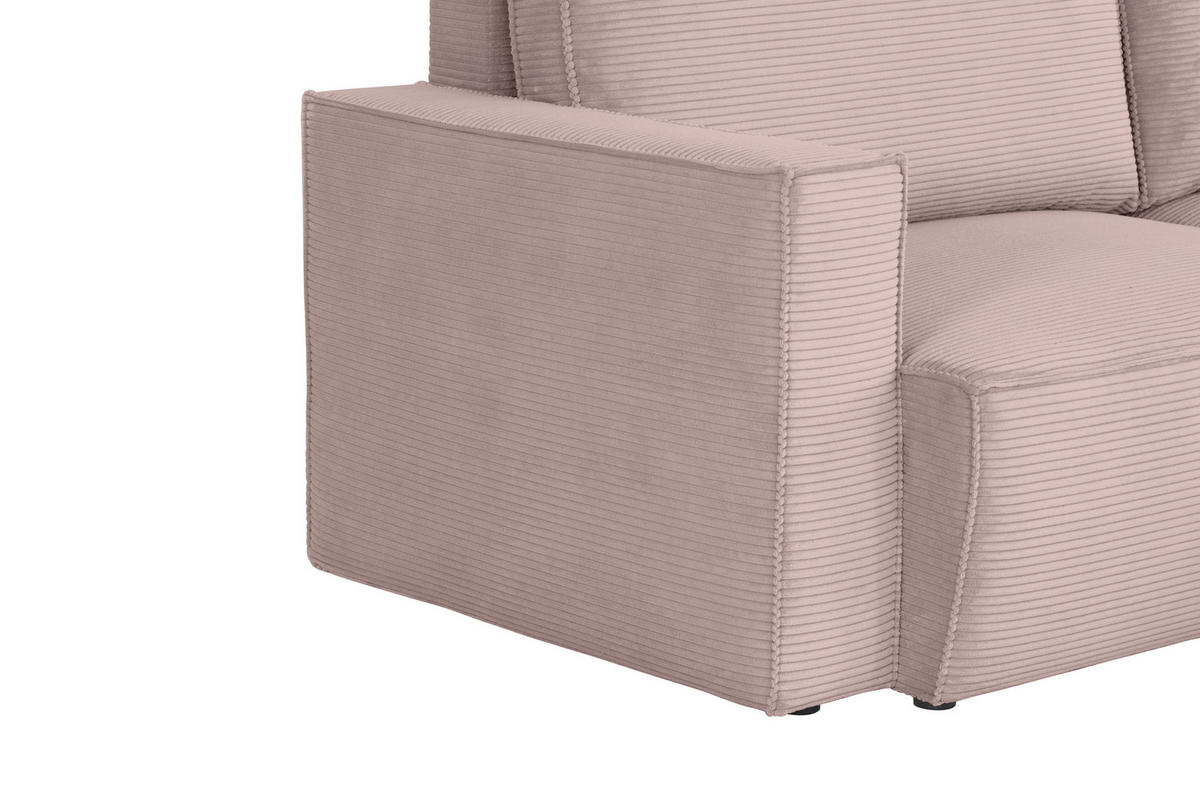 ECKSOFA in Feincord Altrosa  - Schwarz/Altrosa, Konventionell, Kunststoff/Textil (242/151cm) - Carryhome