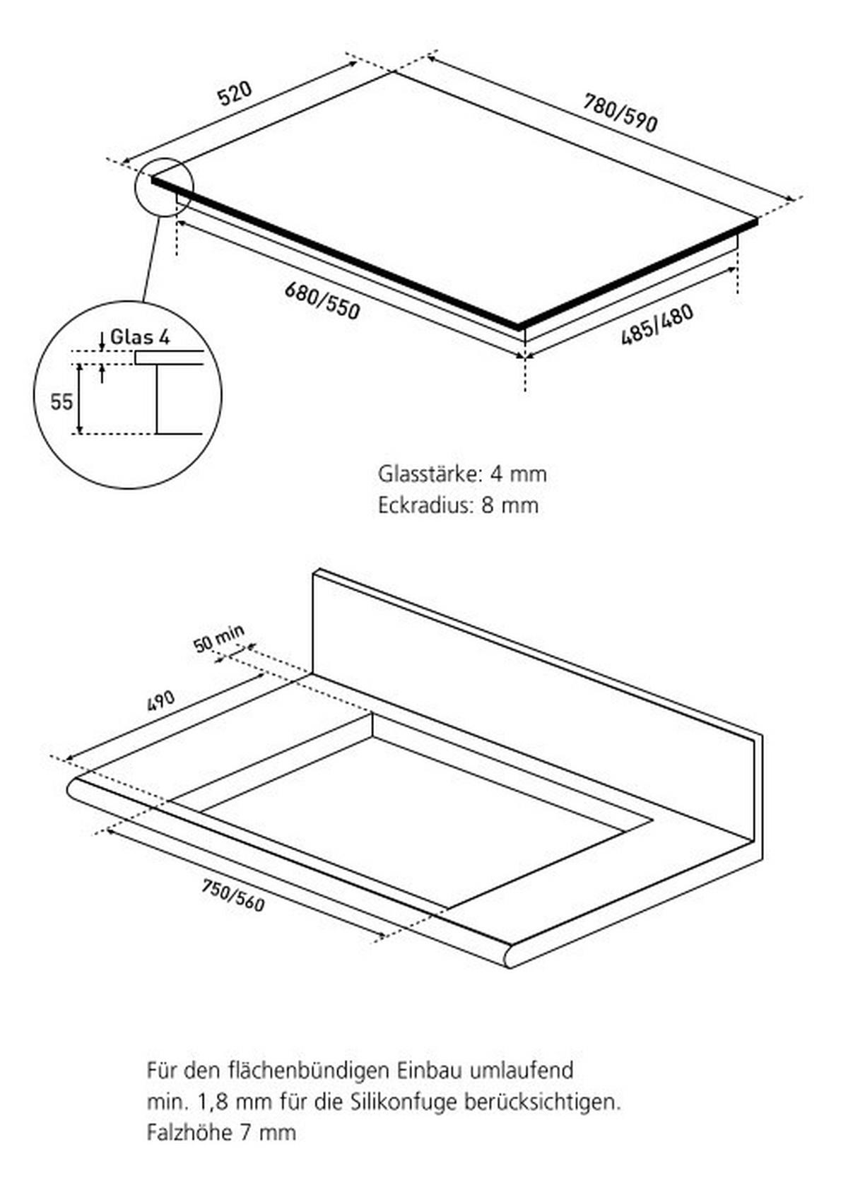 INDUKTIONSKOCHFELD FLI580  - Schwarz, Basics, Glas (78/5,5/52cm) - Oranier