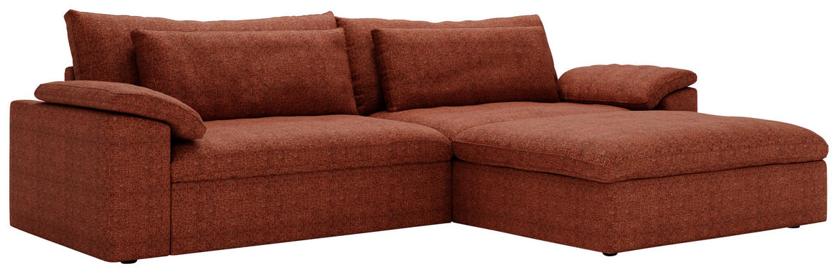 ECKSOFA  in Webstoff Rostfarben  306/198 cm  - Rostfarben/Schwarz, MODERN, Kunststoff/Textil (306/198cm) - Carryhome