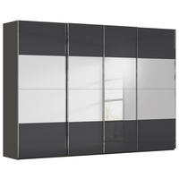SCHWEBETÜRENSCHRANK 316/223/68 cm,  in Graphitfarben, Schwarz, 4 Tür(en)  - Chromfarben/Graphitfarben, Design, Glas/Holzwerkstoff (316/223/68cm) - Novel
