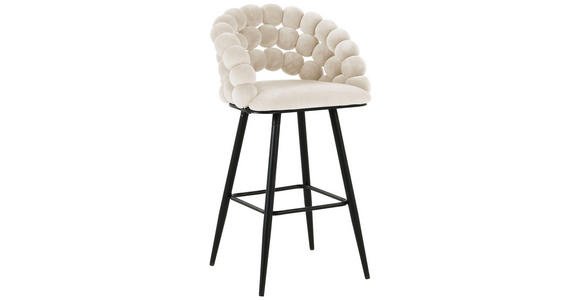 BARHOCKER Samt Beige Eisen Stoffauswahl - Beige/Schwarz, Design, Textil/Metall (57/104/55cm) - Novel