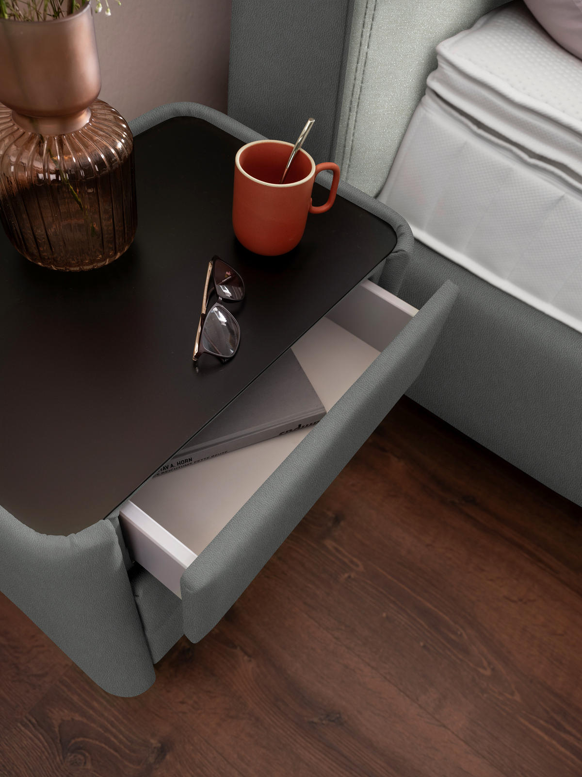 BOXSPRINGBETT 180/200 cm  in Grau, Hellgrau  - Hellgrau/Schwarz, Design, Textil/Metall (180/200cm) - Johann Jakob