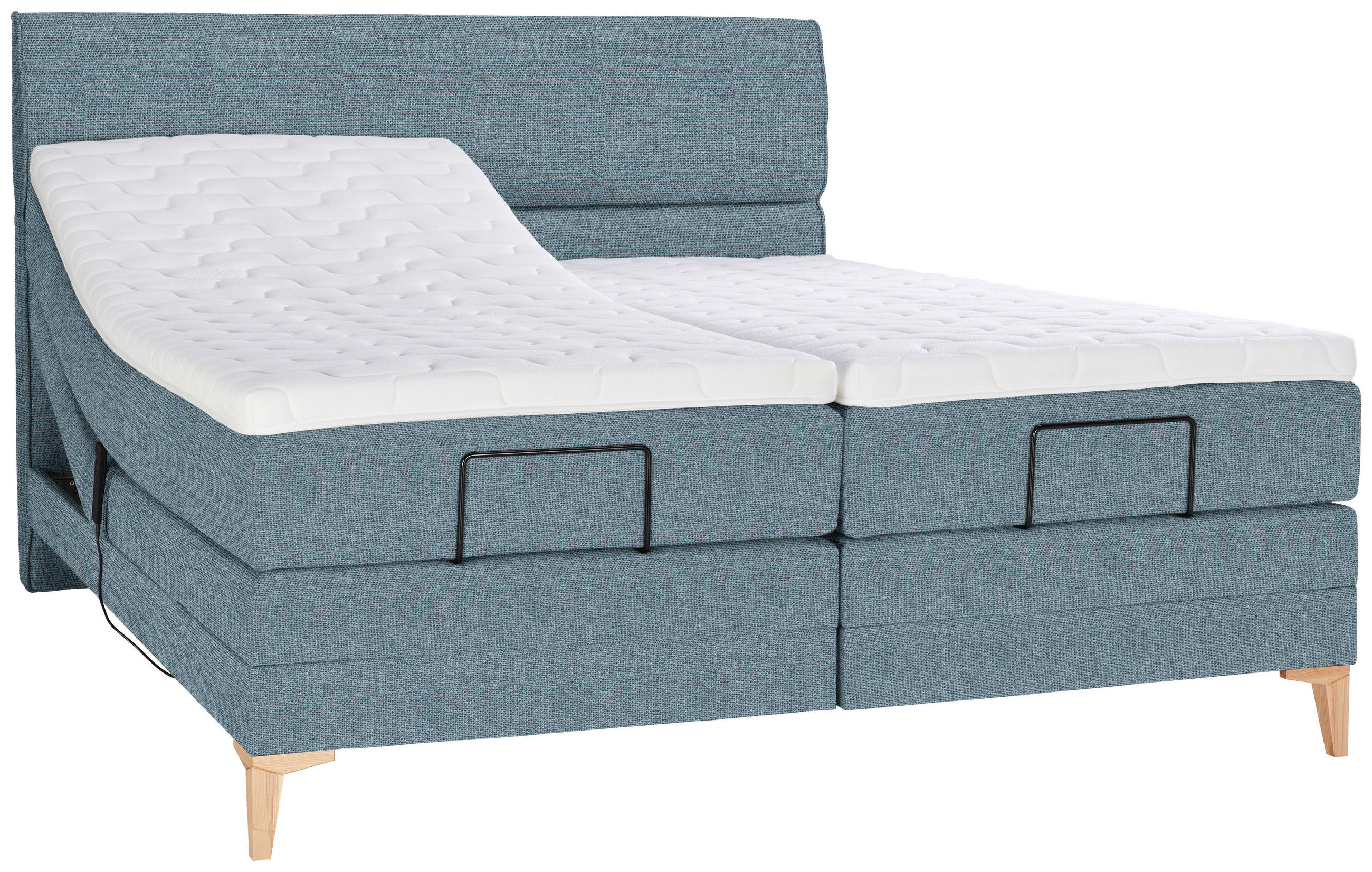 BOXSPRINGBETT 200/200 cm  in Blau  - Blau/Eichefarben, Konventionell, Holz/Textil (200/200cm) - Voleo