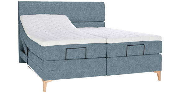 BOXSPRINGBETT 180/200 cm in Blau - Blau/Eichefarben, KONVENTIONELL, Holz/Textil (180/200cm) - Voleo