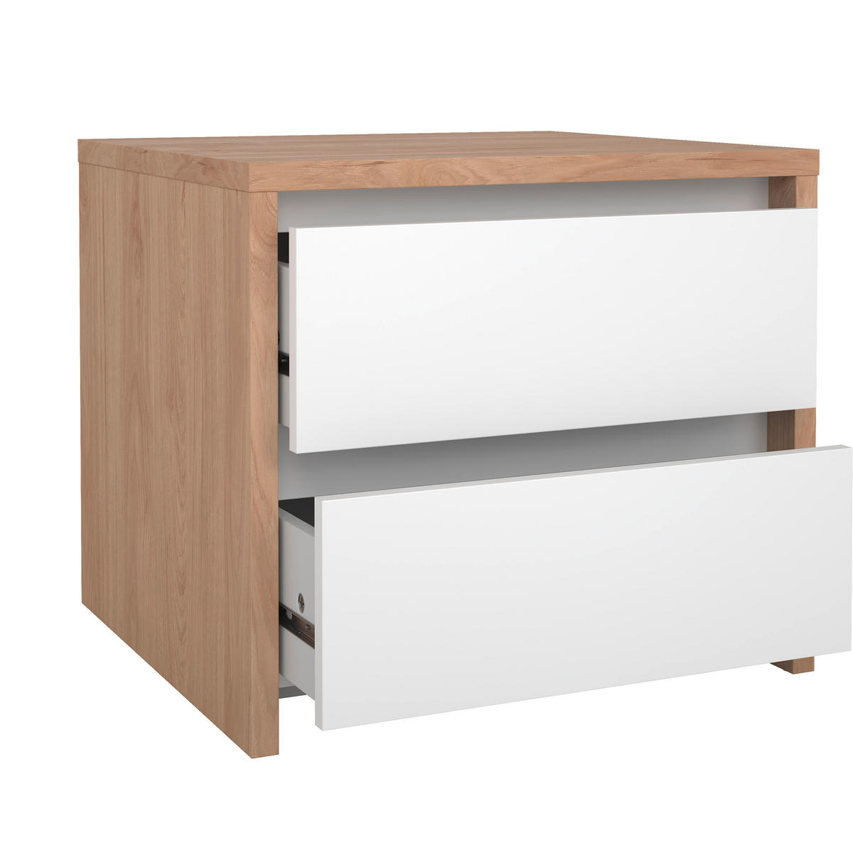 NOPTIERĂ in alb, culoare lemn stejar  - alb/culoare lemn stejar, Konventionell, material pe bază de lemn (52/45/48cm) - Boxxx