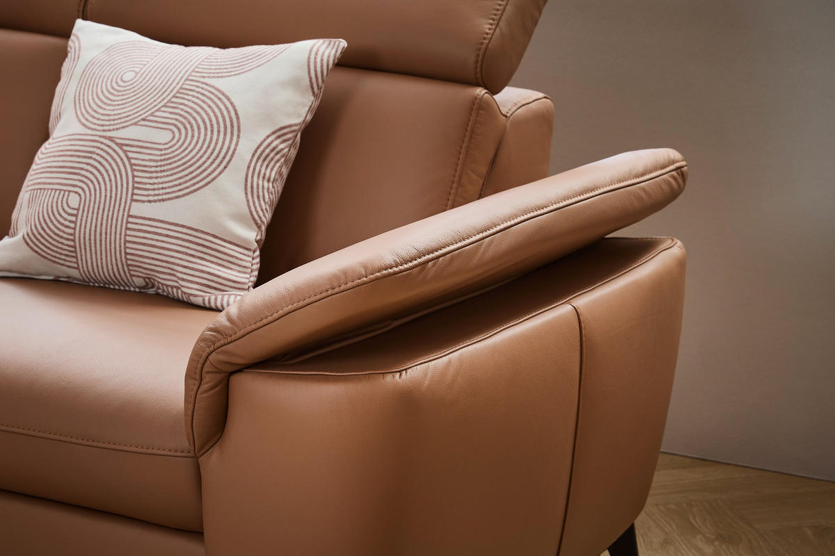 ECKSOFA in Echtleder Braun  239/271 cm  - Schwarz/Braun, Design, Leder/Metall (239/271cm) - Cantus