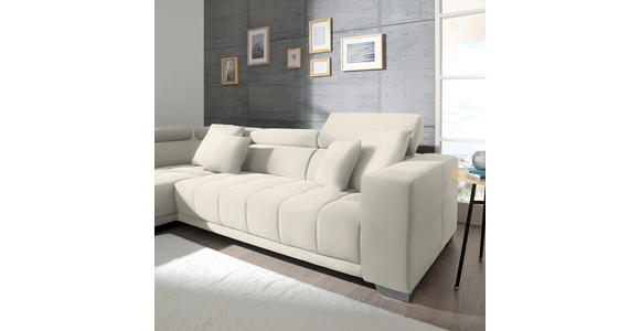 ECKSOFA in Mikrofaser Weiß  207/301 cm  - Chromfarben/Weiß, Design, Textil/Metall (207/301cm) - Xora