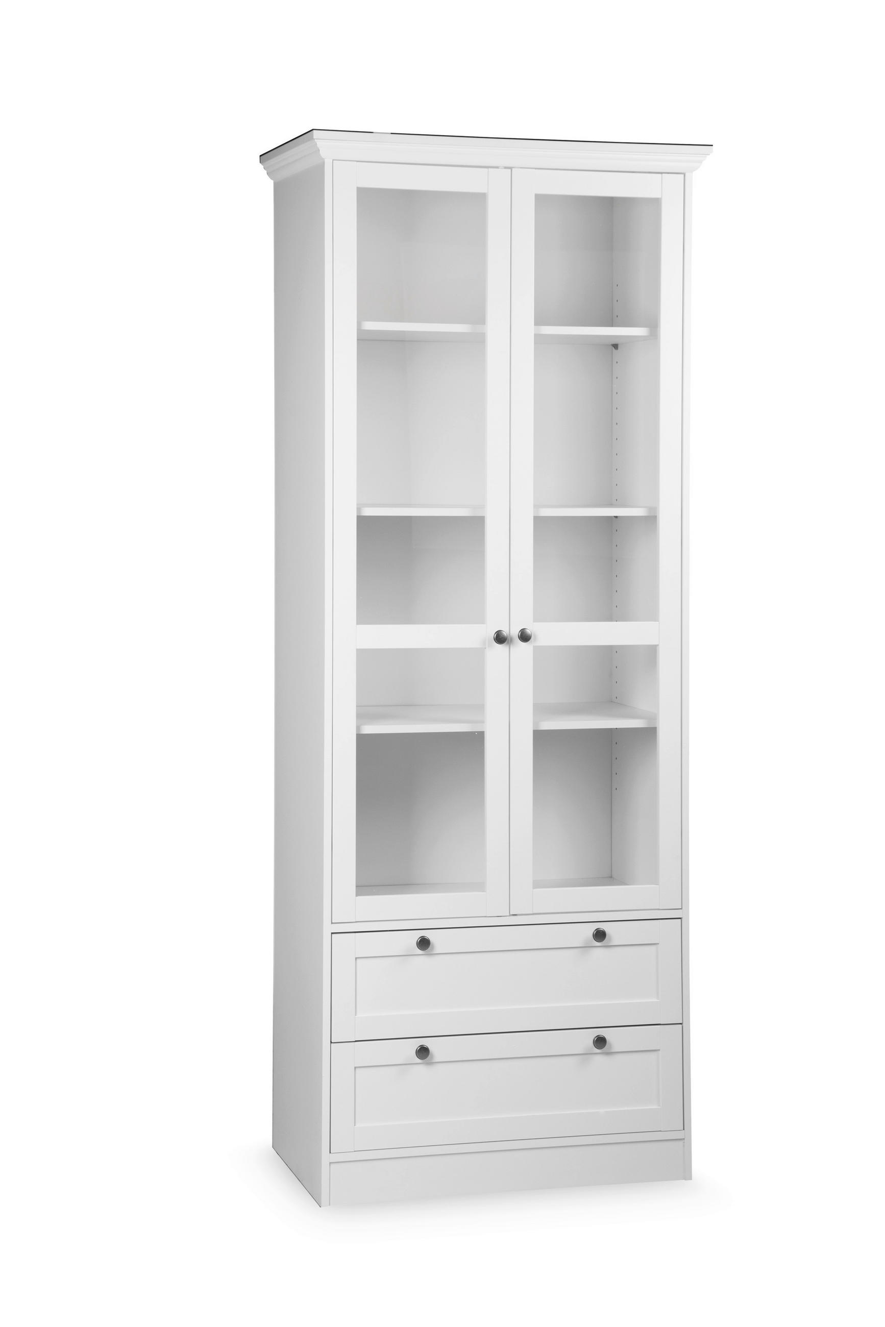 VITRINE in Weiß  - Schwarz/Weiß, Basics, Holzwerkstoff/Metall (80/200/45cm) - Carryhome