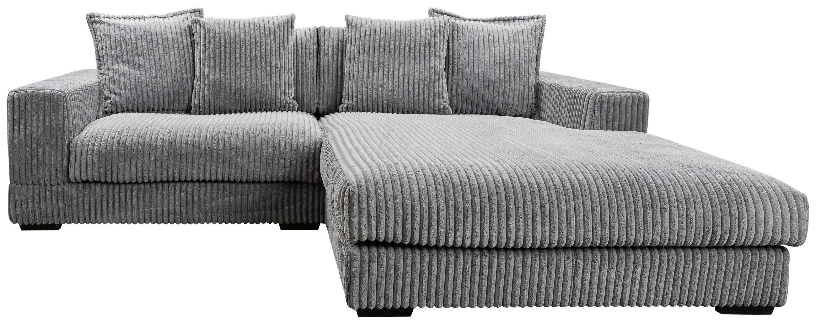 ECKSOFA Grau Cord  - Schwarz/Grau, Design, Kunststoff/Textil (285/195cm) - MID.YOU