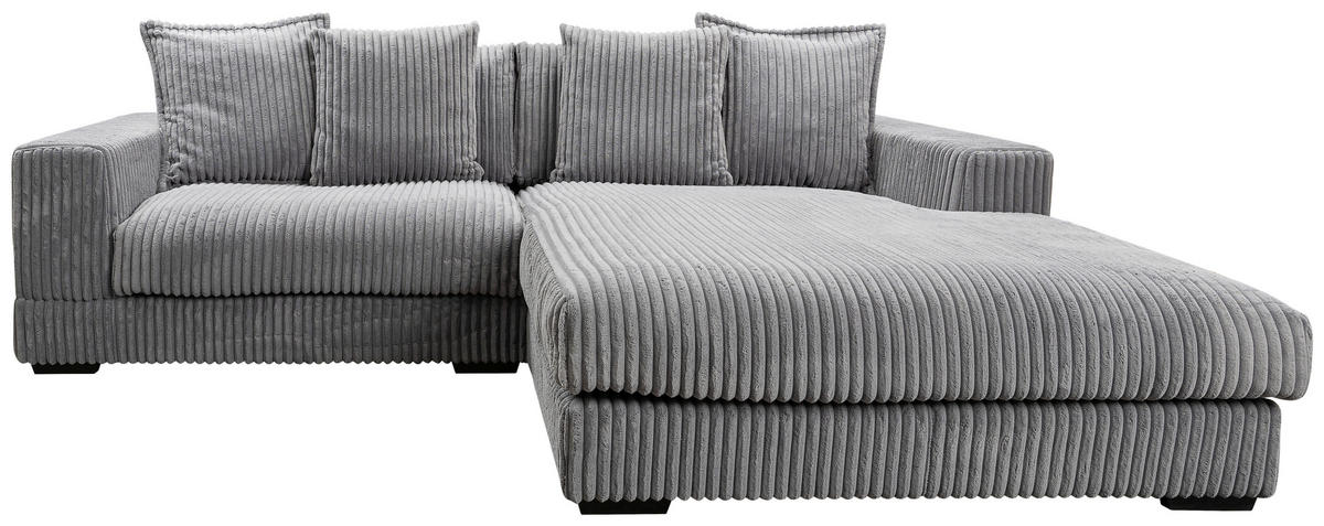 ECKSOFA in Cord Grau  285/195 cm  - Schwarz/Grau, Design, Kunststoff/Textil (285/195cm) - MID.YOU