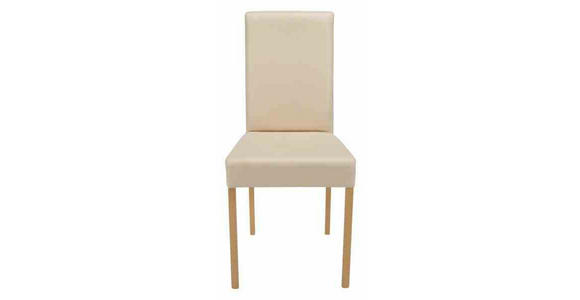 STUHL Lederlook Beige, Buchefarben - Beige/Buchefarben, KONVENTIONELL, Holz/Textil (43/90/56cm) - Cantus