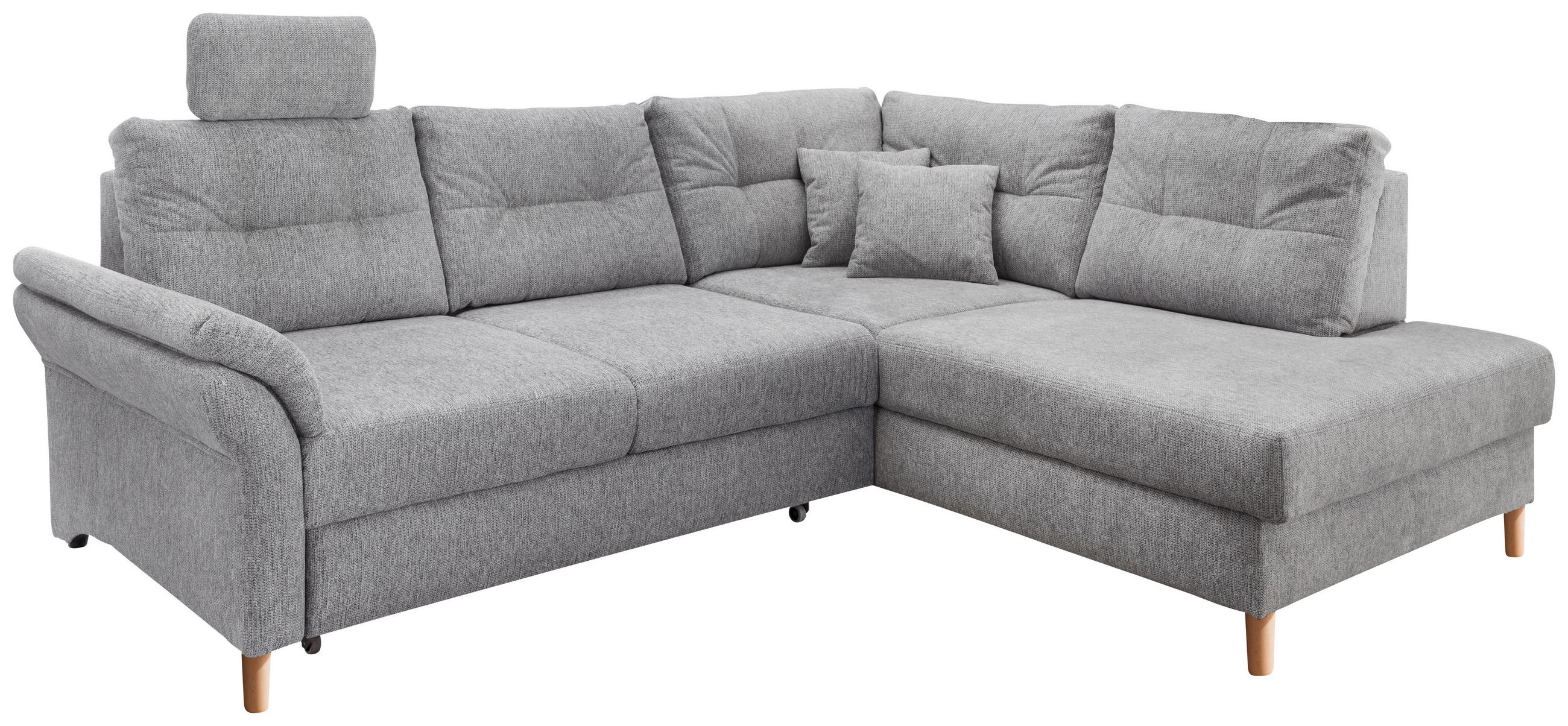 ECKSOFA Silberfarben Chenille  - Silberfarben/Naturfarben, MODERN, Holz/Textil (264/206cm) - Livetastic