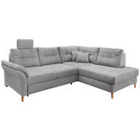 ECKSOFA in Chenille Silberfarben  - Silberfarben/Naturfarben, Modern, Holz/Textil (264/206cm) - Livetastic