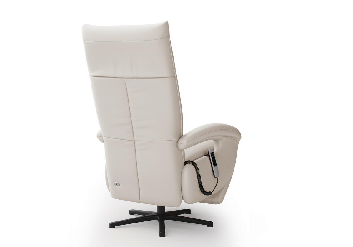 SESSEL in Echtleder Weiss  - Weiss/Schwarz, Konventionell, Leder/Metall (74/112/82cm) - Sit & More