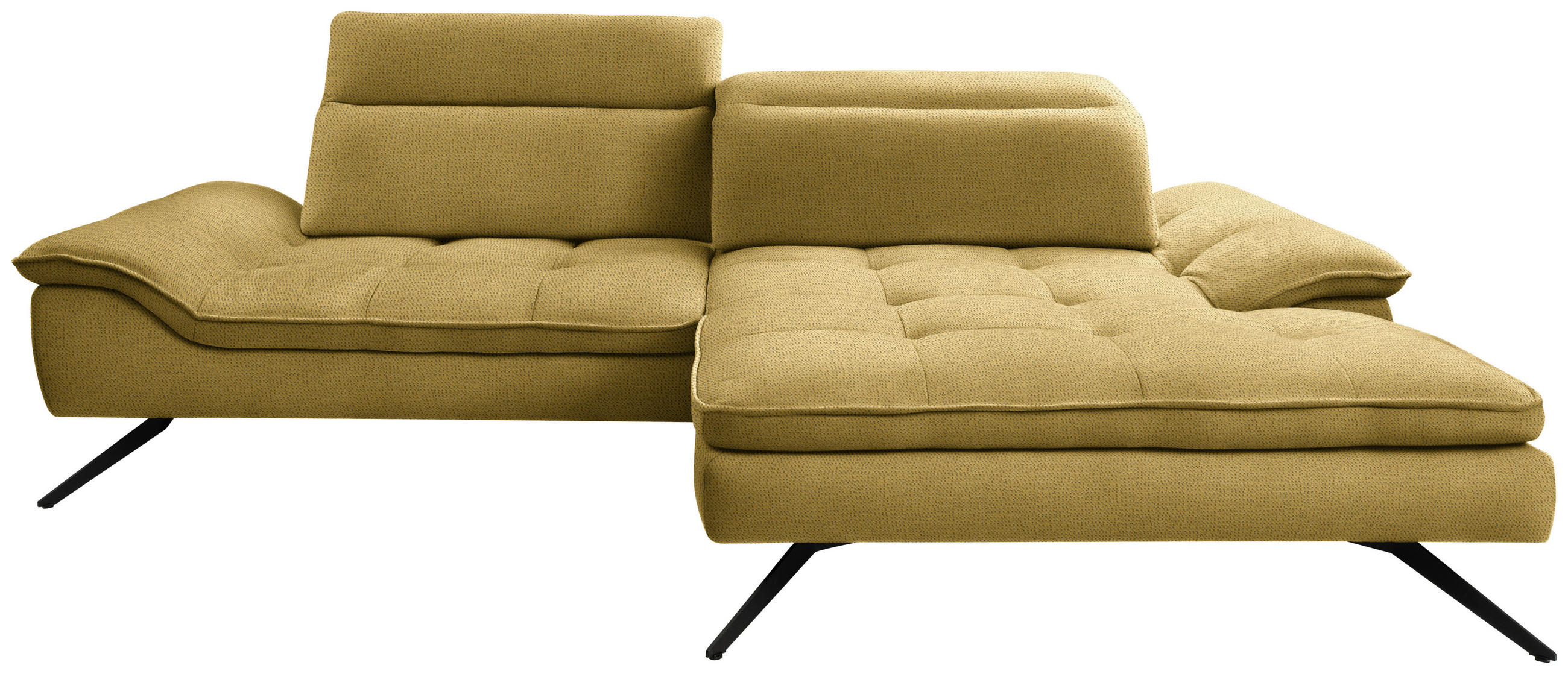 Ecksofa inkl. Funktionen Currygelb Chenille  - Currygelb/Schwarz, Design, Textil/Metall (288/179-202cm) - Stylife